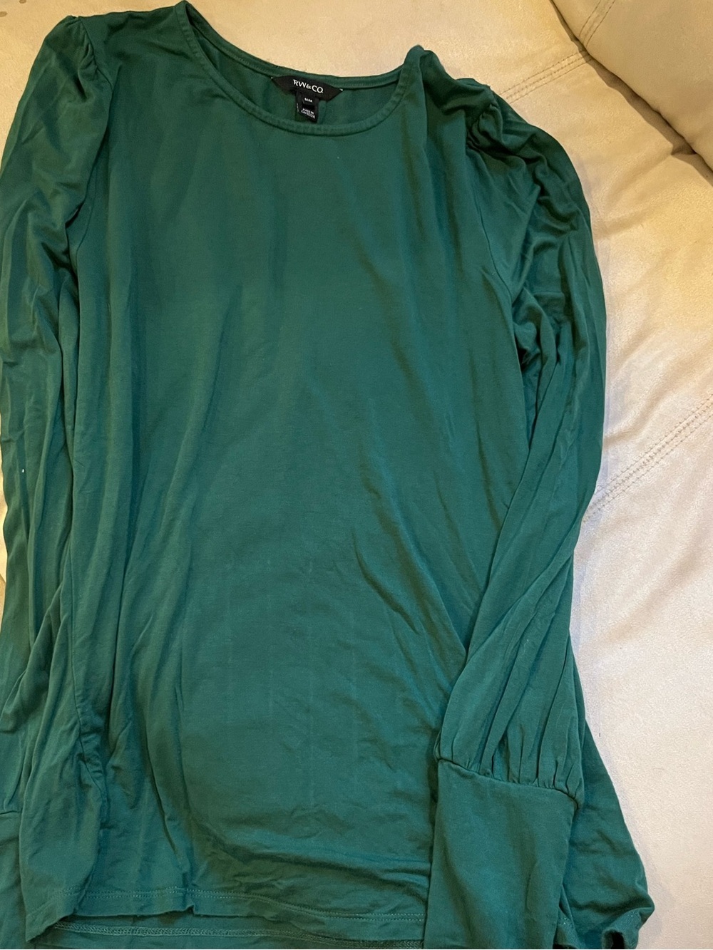 RW&CO Green Crewneck Bishop Sleeve Top M